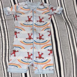Hanna Andersson Blue Bodysuit Sesame Street Elmo Rainbows 2 2T